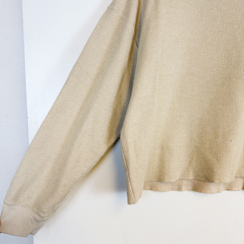 Nike Womens Waffle Grid Relaxed Fit Pullover Sweatshirt Beige DM1648 - M - Picture 3 of 11